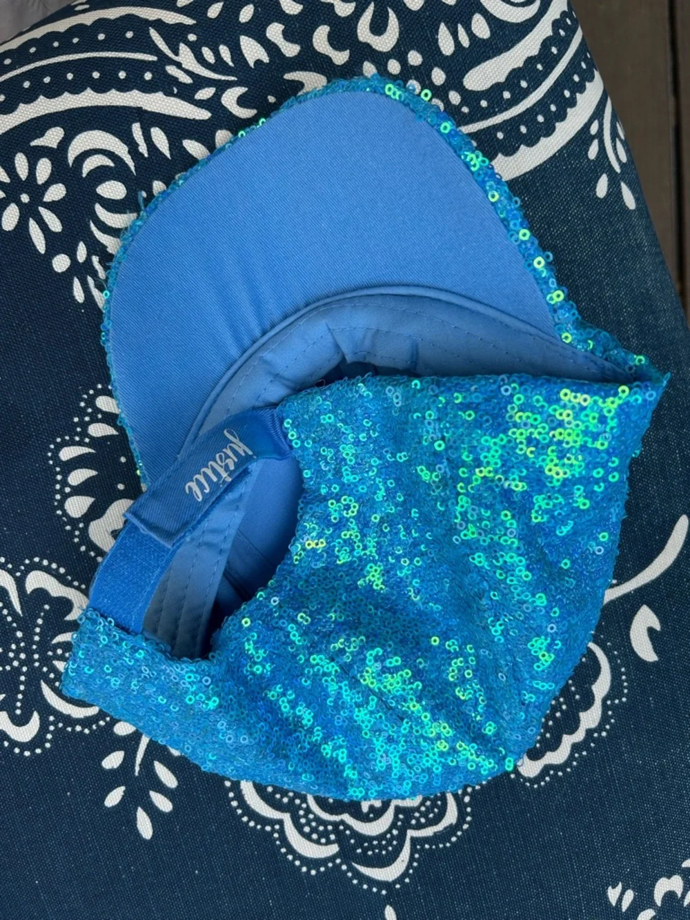 Justice Teal Blue Sequin Baseball Cap with Velcro closure